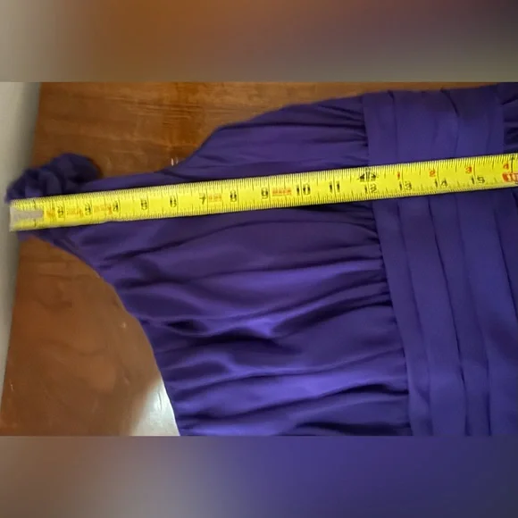 Mori Lee One Shoulder Purple Chiffon Formal Gown Size 16 - Picture 5 of 7
